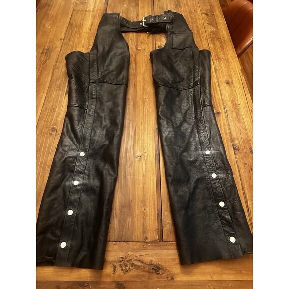 Hot Leather Pants - Hot Leather Chaps Genuine Size Large Zip Snap Buckle Motorcycle Riding Biker